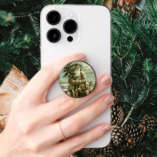 Vintage Christmas, Victorian Santa Claus with Toys PopSocket