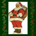 Vintage Christmas, Victorian Santa Claus with Toys Poster<br><div class="desc">Vintage illustration Merry Christmas holiday image featuring a jolly Santa Claus carrying dolls and toys in a sack. Antique Victorian die cut.</div>