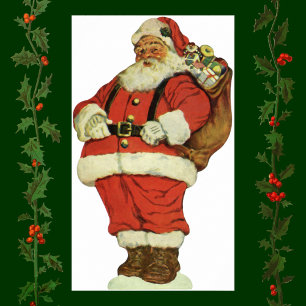 Vintage Christmas, Victorian Santa Claus with Toys Poster