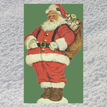 Vintage Christmas  Victorian Santa Claus With Toys Rectangular Sticker by ChristmasCafe at Zazzle
