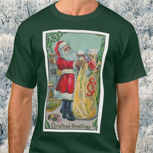 Vintage Christmas Victorian Santa Claus with Toys T_Shirt