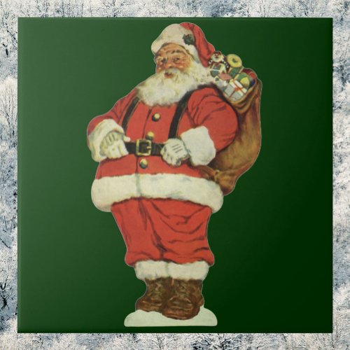 Vintage Christmas Victorian Santa Claus with Toys Tile