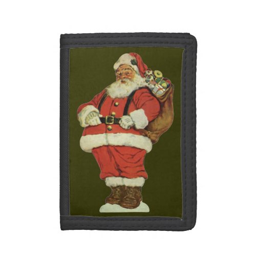 Vintage Christmas Victorian Santa Claus with Toys Tri_fold Wallet