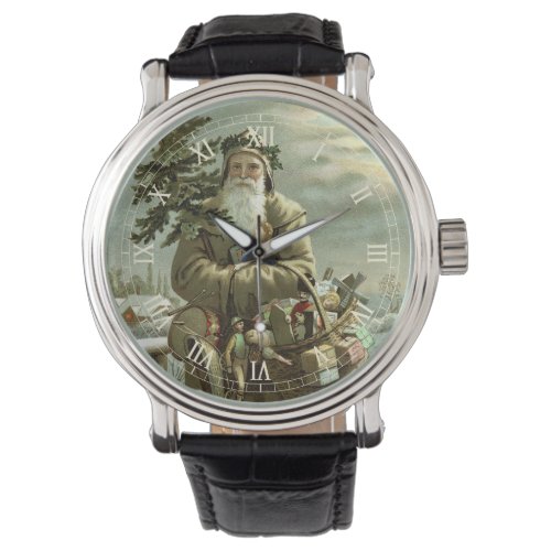 Vintage Christmas Victorian Santa Claus with Toys Watch