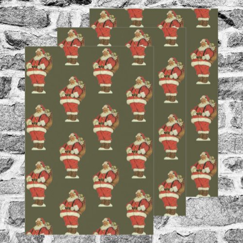 Vintage Christmas Victorian Santa Claus with Toys Wrapping Paper Sheets