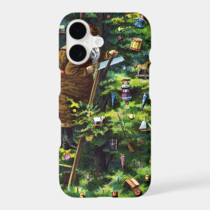 Vintage Christmas, Victorian Santa Claus with Tree iPhone 17 Case