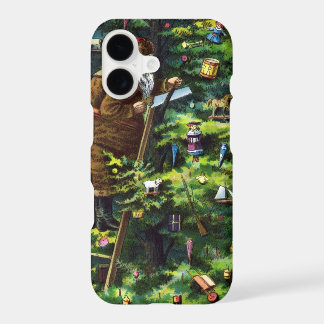 Vintage Christmas, Victorian Santa Claus with Tree iPhone 17 Case