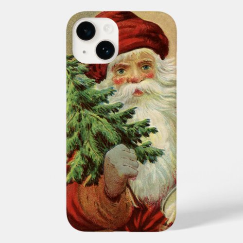 Vintage Christmas Victorian Santa Claus with Tree Case_Mate iPhone 14 Case