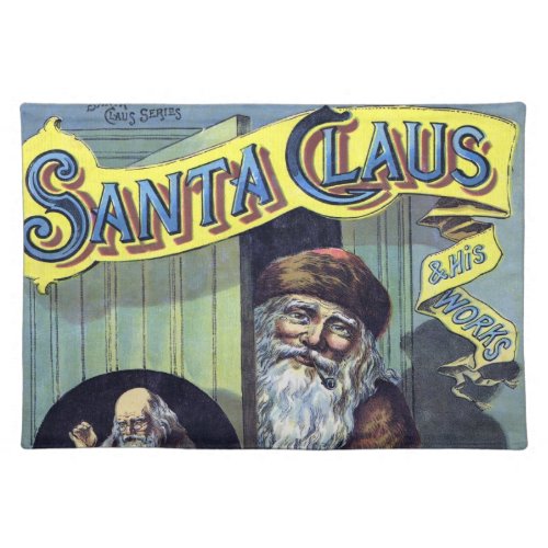 Vintage Christmas Victorian Santa Claus with Tree Cloth Placemat