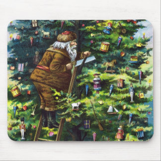 Vintage Christmas, Victorian Santa Claus with Tree Mouse Pad
