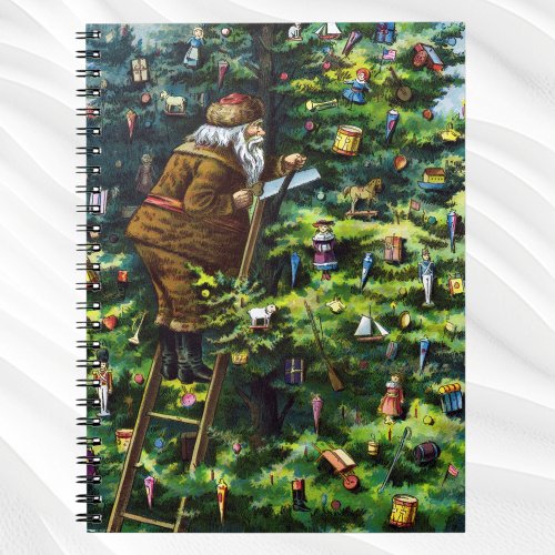 Vintage Christmas Victorian Santa Claus with Tree Notebook