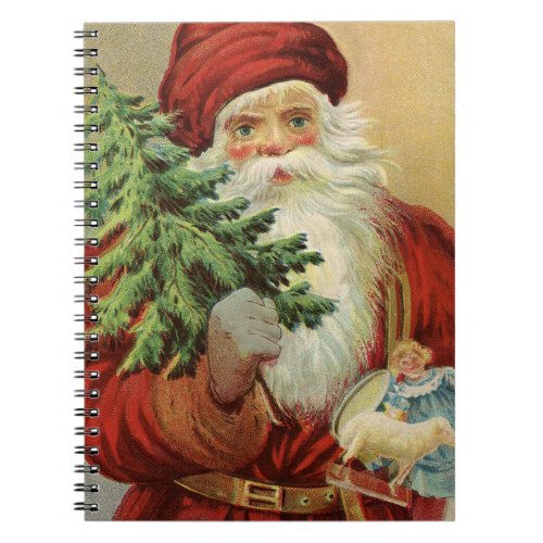 Vintage Christmas Victorian Santa Claus with Tree Notebook