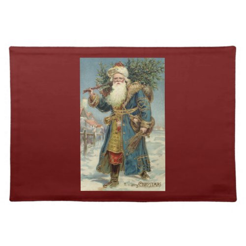 Vintage Christmas Victorian Santa Claus with Tree Placemat
