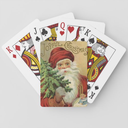 Vintage Christmas Victorian Santa Claus with Tree Poker Cards