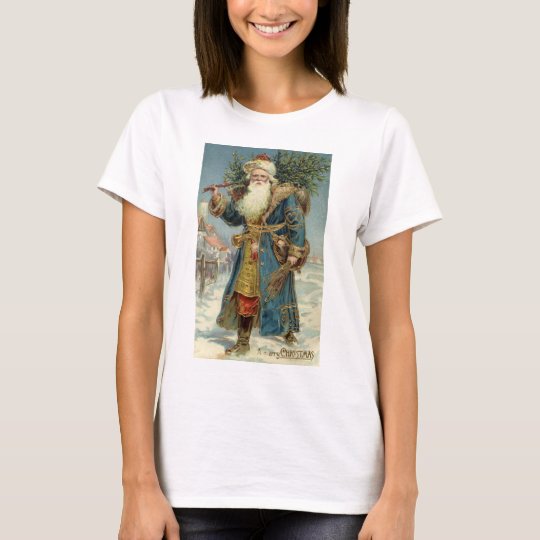 Vintage Christmas, Victorian Santa Claus with Tree T-Shirt