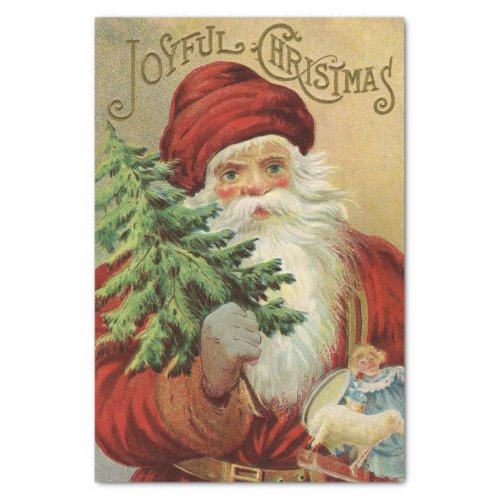 Vintage Christmas Victorian Santa Claus with Tree Tissue Paper