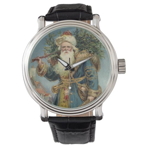Vintage Christmas Victorian Santa Claus with Tree Watch