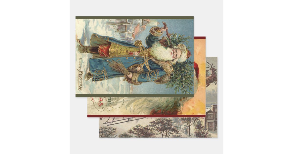 Vintage Christmas, Victorian Santa Claus Wrapping Paper Sheets | Zazzle.com