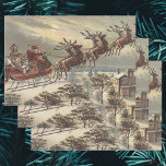 Vintage Christmas Victorian Santa Claus Wrapping Paper Sheets<br><div class="desc">Vintage illustration Victorian Merry Christmas holiday design featuring Santa Claus in his sleigh with his reindeer delivering toys on Christmas Eve. Saint Nicholas flying through the sky over a town with houses in the light of the moon. By Thomas Nast.</div>