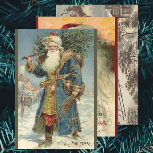 Vintage Christmas Victorian Santa Claus Wrapping Paper Sheets