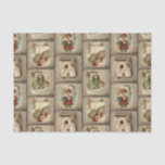 Vintage Christmas Vignettes on Artisan Background Tissue Paper<br><div class="desc">Beautiful and nostalgic collage of vintage Christmas card vignettes. Each scene features old world Father Christmas, happy children, glowing hearth and singing choir on distressed complementary artisan backgrounds with beaded borders. Pattern is seamless and can be scaled up or down. This beautifully detailed art work is perfect for Christmas crafting...</div>