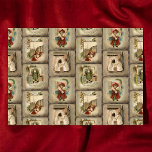 Vintage Christmas Vignettes on Artisan Background Tissue Paper<br><div class="desc">Beautiful and nostalgic collage of vintage Christmas card vignettes. Each scene features old world Father Christmas, happy children, glowing hearth and singing choir on distressed complementary artisan backgrounds with beaded borders. Pattern is seamless and can be scaled up or down. This beautifully detailed art work is perfect for Christmas crafting...</div>