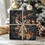 Vintage Christmas Village at Night  Wrapping Paper<br><div class="desc">Bring the charm of a classic holiday scene to your gift wrapping with this Vintage Christmas Village at Night Wrapping Paper. Featuring a nostalgic Christmas village illuminated by twinkling lights against a serene night sky, this festive design captures the magic of the season. Perfect for wrapping gifts for loved ones,...</div>