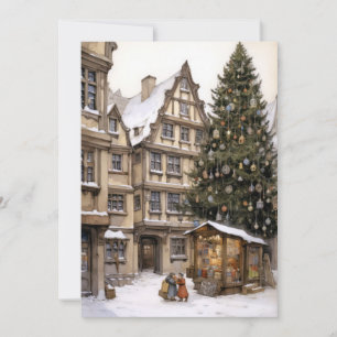 Vintage Christmas Village Holiday Card