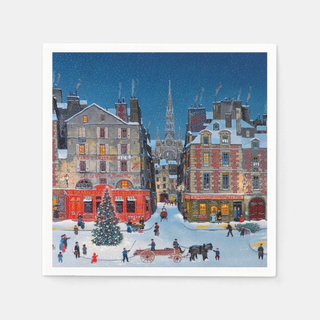 Vintage Christmas Village Napkins (Front)