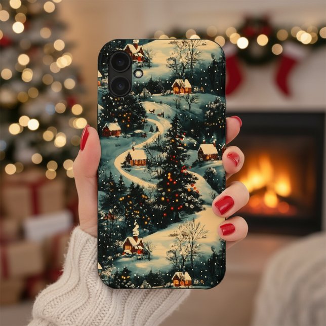 Vintage Christmas Village Pattern iPhone Case (Creator Uploaded)