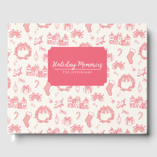 Vintage Christmas Village Personalize Holiday Card Guest Book
