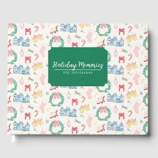 Vintage Christmas Village Personalize Holiday Card Guest Book