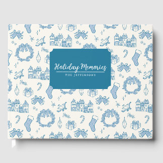 Vintage Christmas Village Personalize Holiday Card Guest Book