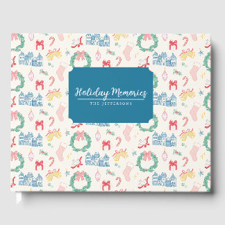 Vintage Christmas Village Personalize Holiday Card Guest Book