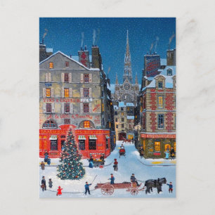 Vintage Christmas Village Postcard