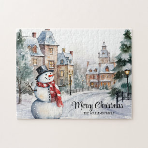 Vintage Christmas Village Scene Jigsaw Puzzle