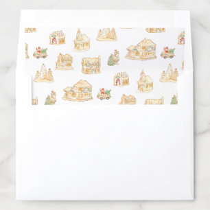 Vintage Christmas Village Watercolor Envelope Liner