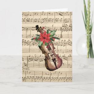 Vintage Christmas Violin and Sheet Music Card