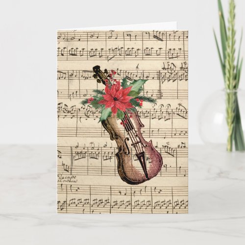 Vintage Christmas Violin and Sheet Music  Card