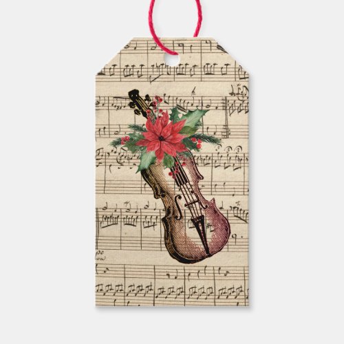 Vintage Christmas Violin and Sheet Music  Gift Tags