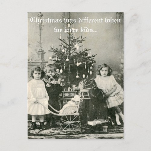 Vintage Christmas was different funny photo Holiday Postcard