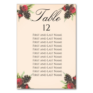 Vintage Christmas Wedding Table Number