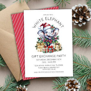 Vintage Christmas White Elephant Gift Exchange Invitation