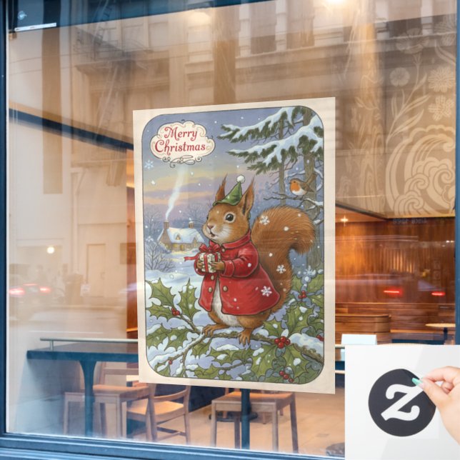 Vintage Christmas Window Cling (Cafe Window)