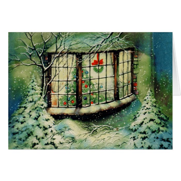 Vintage Christmas Window Decorations Card Zazzle