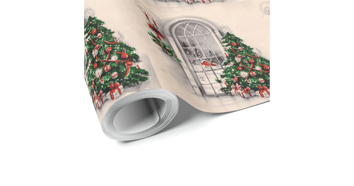 Vintage Christmas Window Wrapping Paper | Zazzle