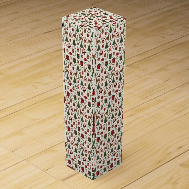 Vintage Christmas Wine Gift Box (Front)