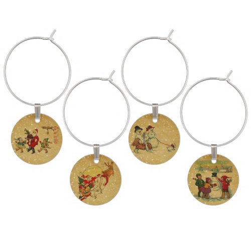 Vintage Christmas Wine Glass Charms