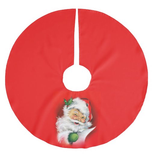 Vintage Christmas Winking Santa Brushed Polyester Tree Skirt