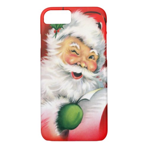 Vintage Christmas Winking Santa iPhone 87 Case